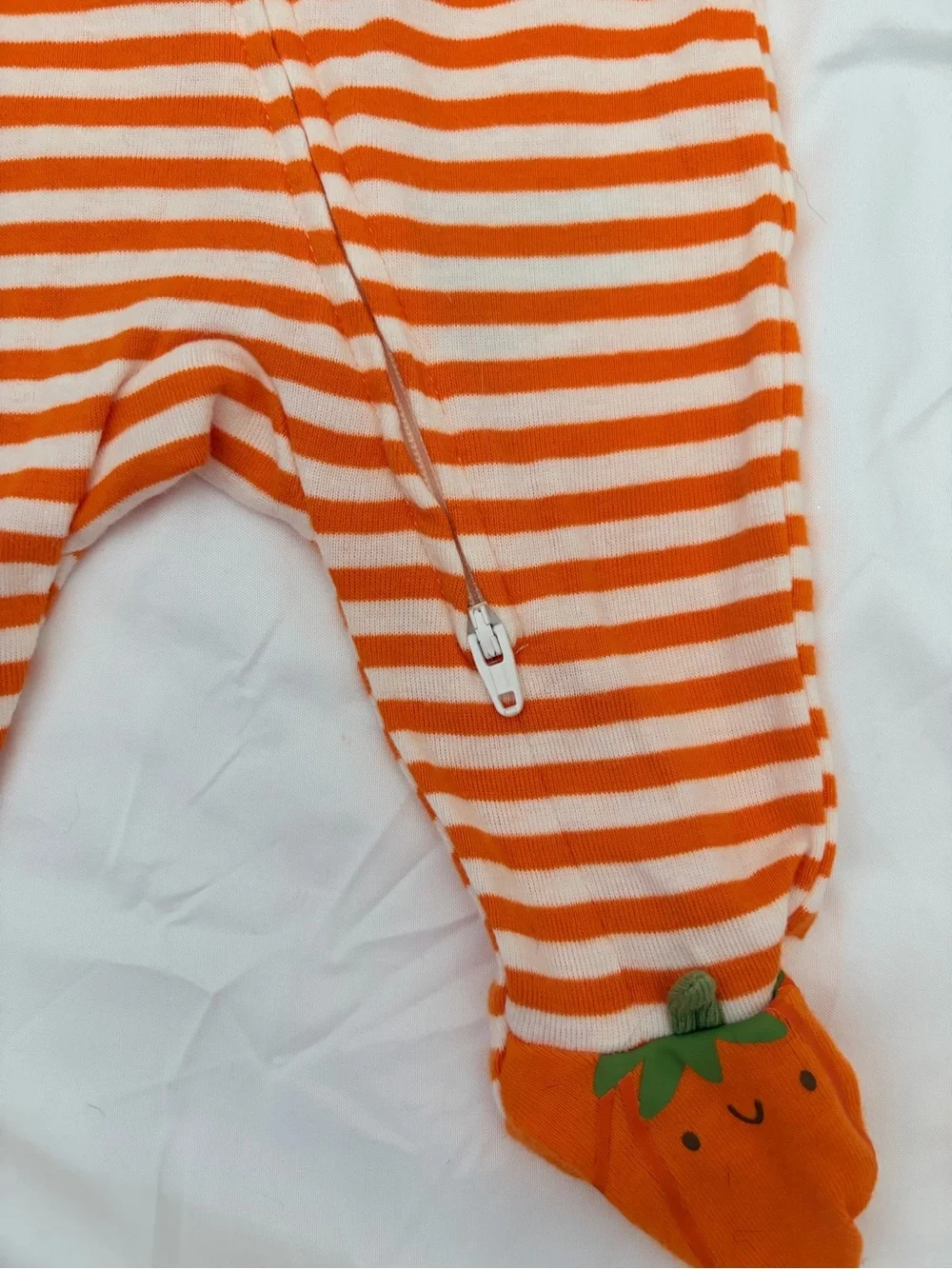 Old Navy Orange and White Striped Pumpkin Footed One-Piece